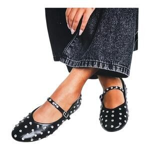 House of Harlow Studded Rhinestone Mary Jane Cross Ballet Flat